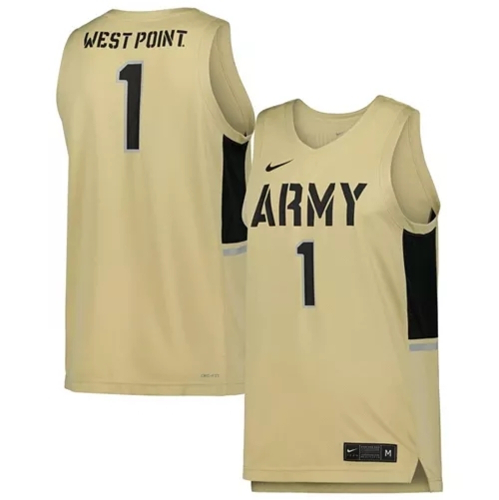 NWT #1 Army Black Knights Nike Team Basketball Jersey Tank Size L Gold Sporty
